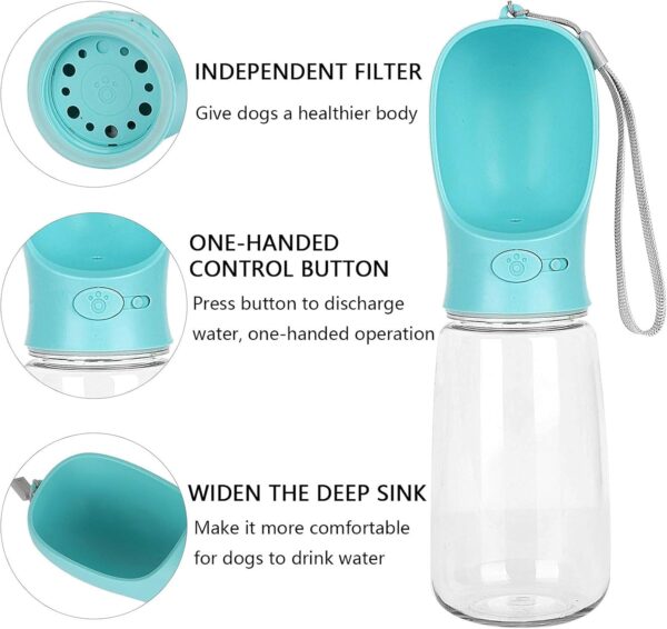 Dog Water Bottle, Leak Proof Portable Puppy Water Dispenser, 550ml Antibacterial Water Feeder For Pets, Dog Cat Pet Outdoor Walking Travelling Drinking Cup, Drinking Bowl (Blue) - Image 6