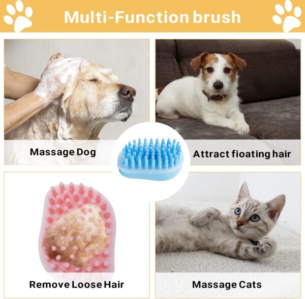 FuninCrea Cat Dog Bath Brush, Rubber Pet Sheddy Brush with Removable Screen, Gentle Dog Massage Brush Bristles Shedding Kit Pet Bath Brush for Washing, Grooming for Long Short Haired Pets (Blue) - Image 6