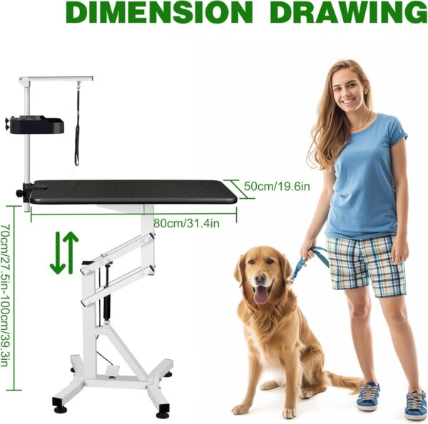 DiDiBirDi 31' Lift Dog Grooming Table, Rotating Desktop Grooming Table for Dogs,Pneumatic Lift Adjustable Small Pet Grooming Station, Anti-Skid Rubber Rotatable Desktop,Pet Grooming Table for Home - Image 2