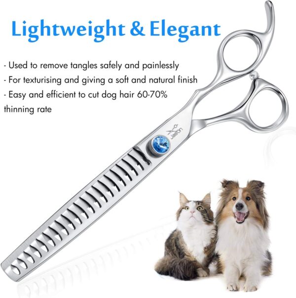 JASON 7" 21-Teeth Chunker Shears for Dogs Ergonomic Dog Grooming Texturizing Blending Thinning Shears Pets Trimming Kit with Offset Handle - Image 5