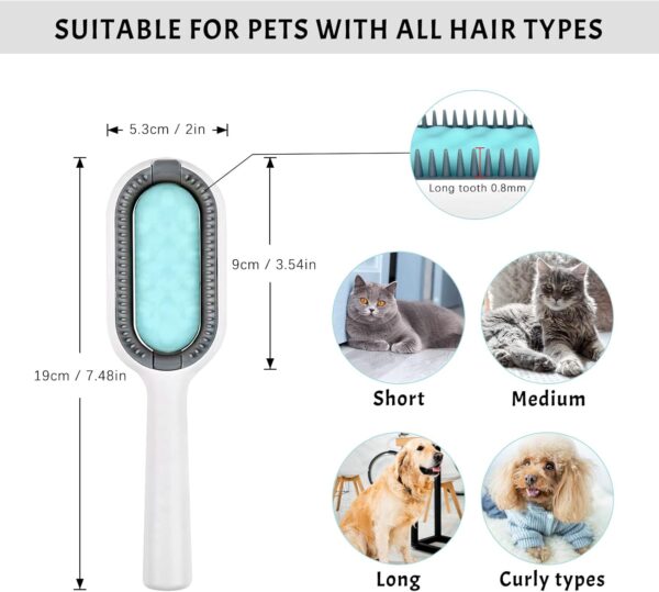 FuninCrea 4 in 1 Universal Pet Knots Remover, Pet Hair Brush for Dogs and Cats Multifunctional Dog Hair Brush Portable Professional Cat Brushes for Grooming and Cleaning (Long-hair, Blue) - Image 2