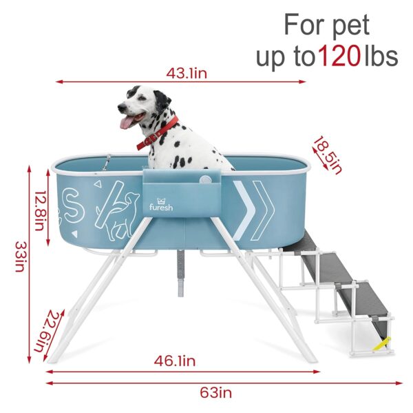 Steper Big Dog Bath Tub with Stairs Elevated Portable Foldable Wash Station with Steps for Bathing Shower and Grooming Indoor Outdoor for Medium to Large Size Dogs (Large 2022 Version) - Image 5