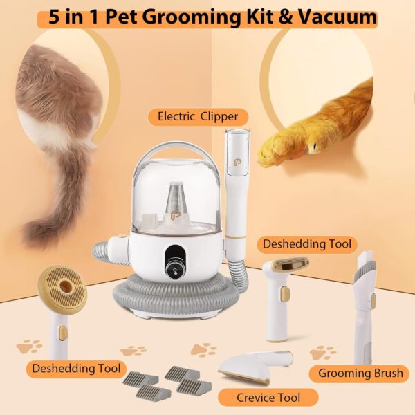 KIMORE Pet Grooming Kit & Vacuum Suction 99% Pet Hair, 5 In-1 Pet Grooming Kit With 2L Large Capacity Dust Cup, Low Noise Dog Hair Remover for Shedding Grooming Dogs Cats and Other Animals, - Image 5