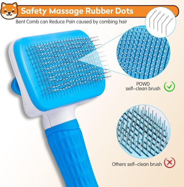 Dog Brush-Dog Brush Cat Brush Grooming Comb,Pet Grooming Tool with Cleaning,Easy to Remove Loose Undercoat, Pet Massaging Tool Suitable for Pets with Long or Short Hair (Blue) - Image 5