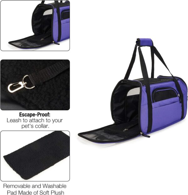 Kaka mall Pet Carrier, Dog Carrier, Cat Carrier, Waterproof Fabric Padded Soft Sided Airline Approved Breathable Travel Bag for Small Puppy Dogs Cats (Purple, Small) - Image 4