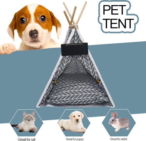 GeerDuo Pet Teepee Dog(Puppy) & Cat Bed - Portable Pet Tents & Houses for Dog(Puppy) & Cat (Grey) - Image 4