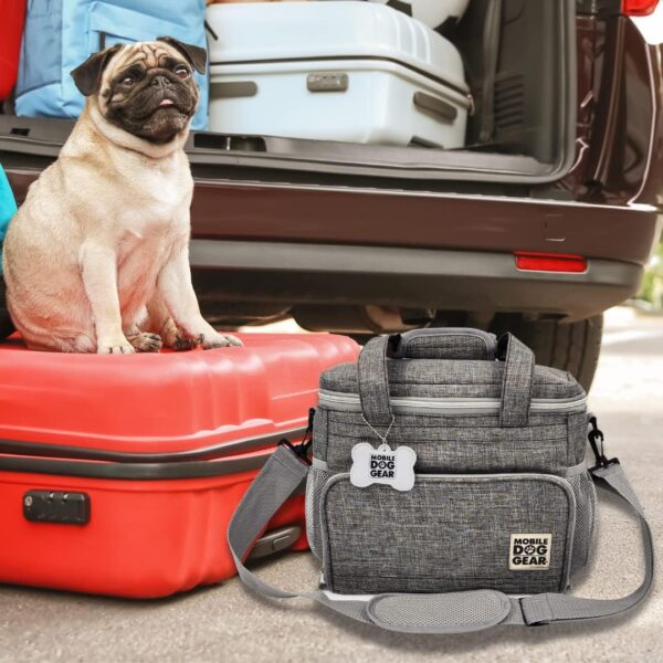 Mobile Dog Gear, Week Away Dog Travel Bag for Small Dogs, Includes 2 Lined Food Carriers and 2 Collapsible Dog Bowls, Meets Airline Requirements, Heathered Gray - Image 5