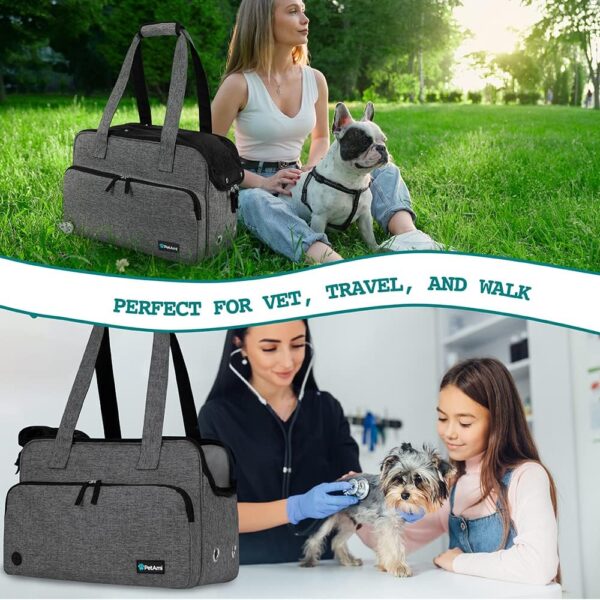 PetAmi Small Dog Purse Carrier, Soft-Sided Pet Carrier Bag with Pockets, Portable Medium Dog Puppy Large Cat Travel Handbag Tote, Airline Approved Breathable Mesh, Poop Dispenser Sherpa Bed, Dark Gray - Image 6