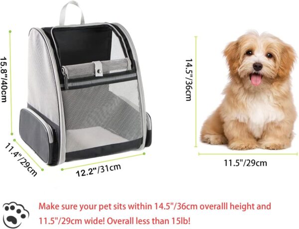 Hykiee Cat Dog Carrier Backpack for Small Medium Pet, Breathable Foldable Soft Sided Kitten Puppy Travel Bag with Front Opening-Mesh Window for Outdoor Travel Hiking Camping Carrying, Black - Image 2