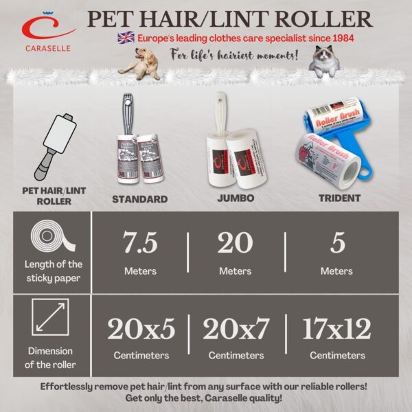 Caraselle Lint Rollers for Pet Hair - Cat & Dog Hair Remover, Lint Roller for Clothes, Furniture, Bedding, Car Interiors, Carpet, Picks up Lint, Hair, Fluff, Debris, 4 x 7.5m Lint Rollers - Image 7