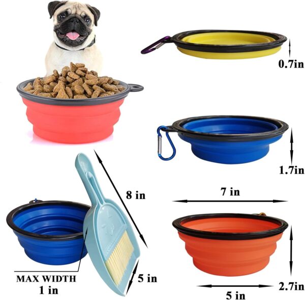 Collapsible Dog Bowl with Broom and Dustpan Foldable Pet Feeding Bowls for Cats Dogs 1000ML Large 34oz Expandable Silicone Food and Water Travel Bowl Cup Dish with Carabiner (black) - Image 4