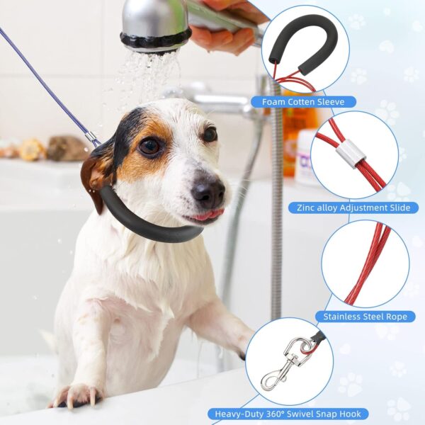 12 Pcs Dog Grooming Loop Noose Dog Grooming Restraint Loop Grooming Loops for Dogs Groomers Long Noose for Pet Grooming Table Dog Bath Tub Medium Large Small Dog Bathing Station, 4 Colors - Image 3