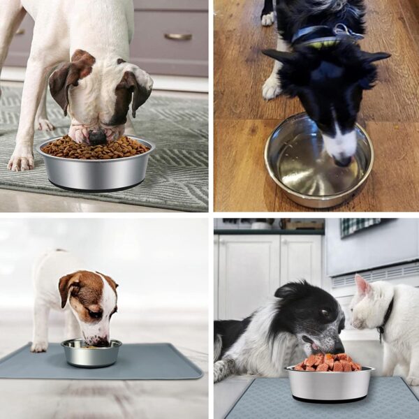 Stainless Steel Dog Bowls By SUOXU, Water Bowl Feeder Dog Bowls With Non-slip silicone Bases, Pet food Bowl, Dog Cat Plate Bowls for Medium and Large(L-20cm) - Image 6