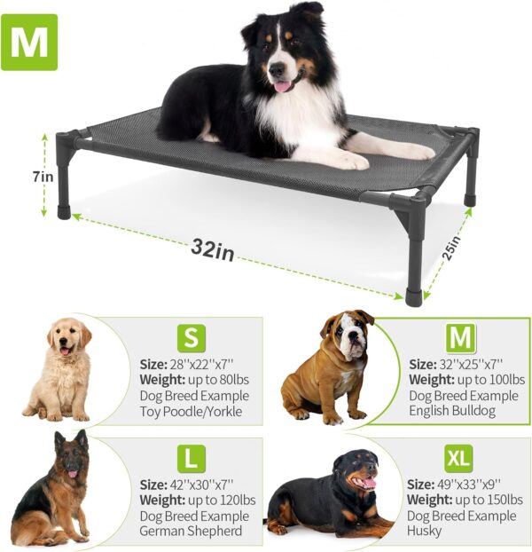 Bestio Outdoor Elevated Dog Bed, Portable Raised Pet Cot with Washable, No-Slip Rubber Feet, Breathable Mesh Original Pet Cot, Fits Up to 120 lbs for Outdoor Camping Use by Dogs - Image 2