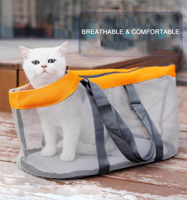 Pet Carrier Bag Breathable Mesh Cat Carrier Handbag Portable Dog Travel Tote Bag Soft Sided Foldable Pet Carry Bag with Safety Rope & Removable Mat for Small Dogs, Cats, Puppies, Small Animals 4KG - Image 6