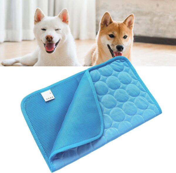 Pet Cooling Mat, Extra Large Ice Silk Dog Cooling Mats Breathable Summer Dog Cooling Pads Portable Dog Crate Mat Cat Cooling Mat(XL/100 * 70cm-Blue) - Image 4