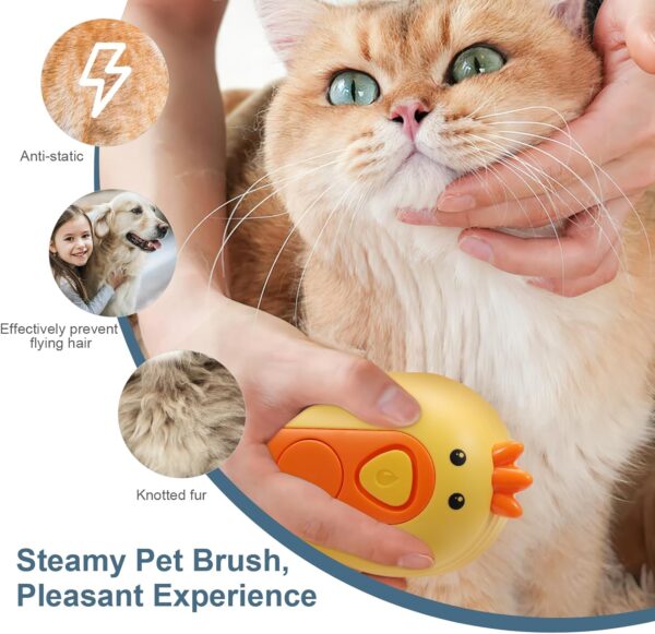 Ankilo Cat Brush for Short Haired Cats, Cat Steam Brush Grooming Brush Self Cleaning, Rechargeable Steam Brush, Rounded Pins for Short Haired Small Dog Grooming Brush Safe and Smooth - Image 6