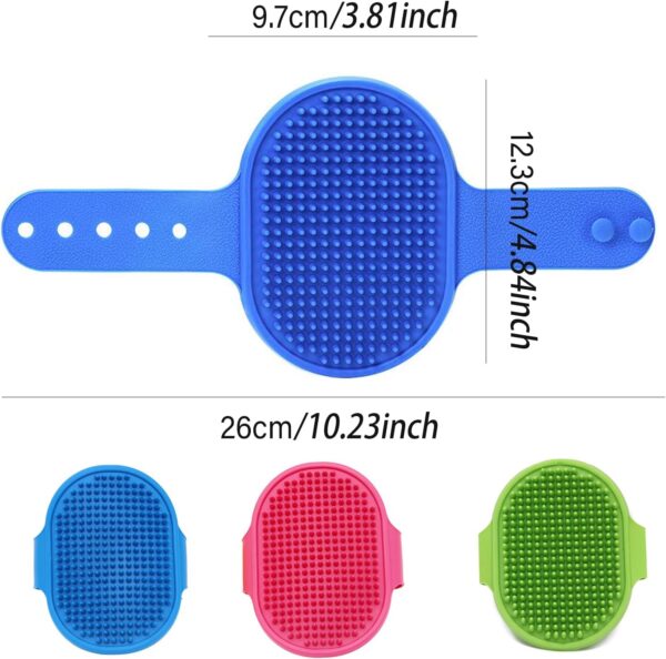 Dog Grooming Brush 4-in-1 Rubber Pet Groom Mitt Hair Fur Groom Massage Comb Bath Brush, Dog Shower Brush with Adjustable StrapGentle Grooming for Dogs & Cats with Long/Short/Curly Hair(3Pc) - Image 2