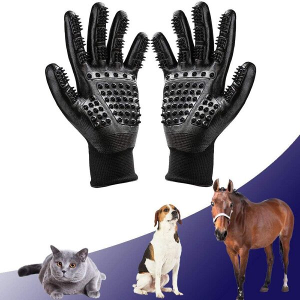 MYYINGELE Dog Pet Grooming Gloves Two Hands De-Shedding Grooming Gloves Efficient Deshedding Long Short Hair Remover Brush for Dogs Cats Horses Rabbits for Cat Dog - Image 5