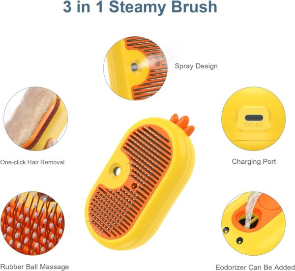 Ankilo Cat Brush for Short Haired Cats, Cat Steam Brush Grooming Brush Self Cleaning, Rechargeable Steam Brush, Rounded Pins for Short Haired Small Dog Grooming Brush Safe and Smooth - Image 2