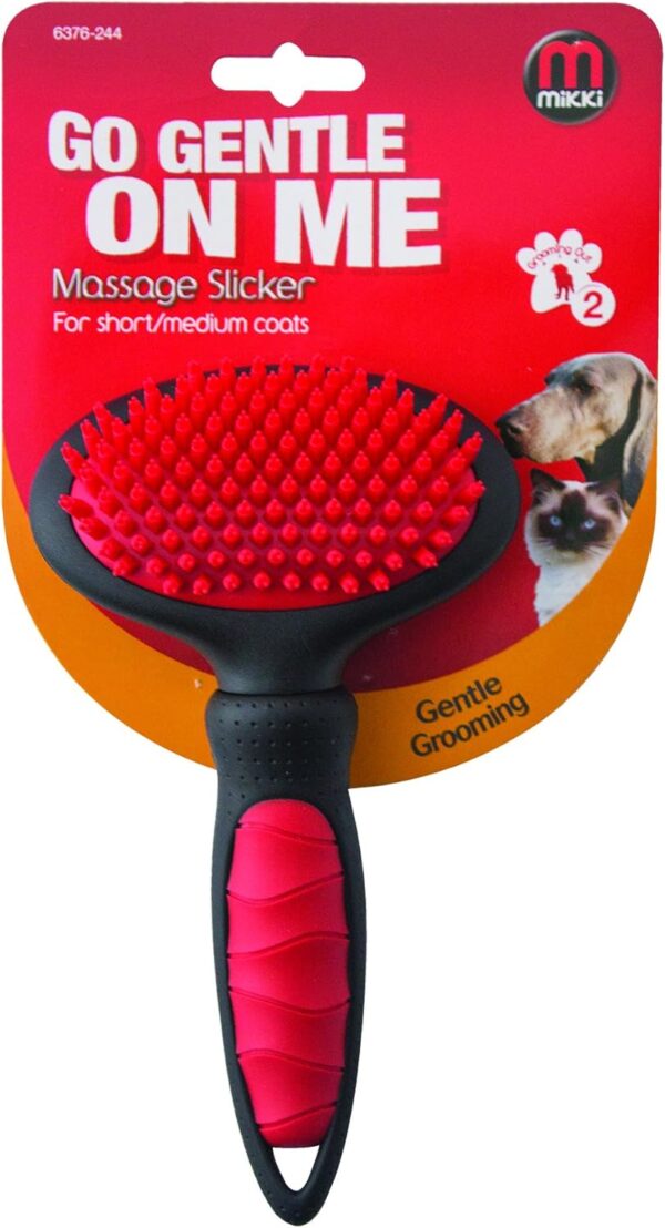 Mikki Dog, Puppy, Cat Grooming Massage Slicker Brush - Gentle, Relaxing Grooming - Large,Black - Image 4