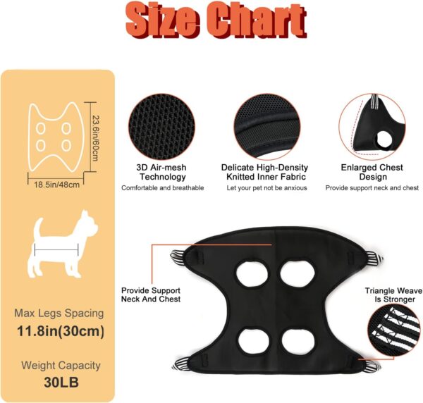 Dog Grooming Hammock, Pet Nail Trimming Harness for Dog and Cat, Pet Holder Grooming Sling, Breathable Restraint Holder for Small Pet Nail Cutting, Claw Care, Ears Care Washing, Bathing (Black) - Image 2