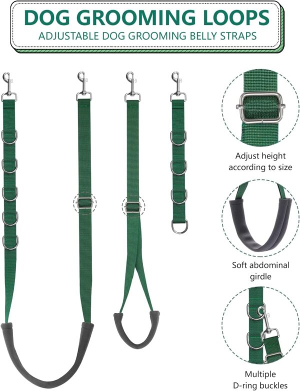 Dog Grooming Arm - 35" Dog Grooming Table Arm Foldable Dog Grooming Stand with Loop Noose and Grooming Tools Organizer for Small Medium Dogs, Green - Image 4