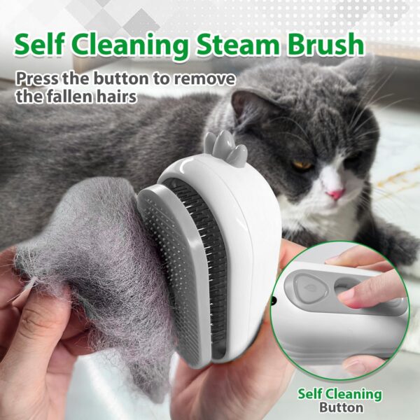 Cat Steam Brush with Release Button, Rechargeable Pet Steam Brush for Long Short Hair Cats Dogs Rabbits, Self Cleaning Slicker Steamy Cat Brush With Water Tank for Pet Shedding Grooming - Image 3