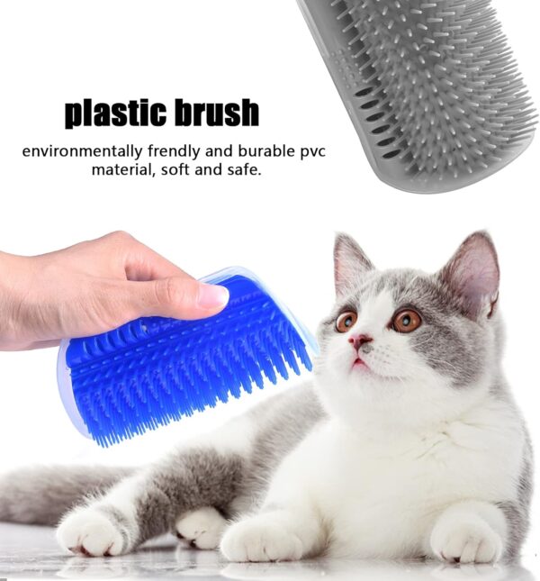 Pinsheng Cat Self Groomer, 2 Pack Wall Corner Massage Comb with Catnip Pouch, Grooming Comb Brush Massage Tool for Cats with Long and Short Fur(Blue&Gray) - Image 4