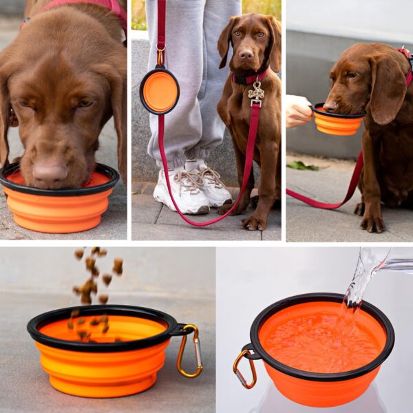 2Pcs Collapsible Dog Bowl Portable Dog Cat Water Bowl Travel Dog Bowl Portable Dog Bowl Collapsible Bowl Dog Travel Bowl Pet Feeding Bowl Foldable Dog Bowl Pet Travel Bowl with Carabiner - Image 7