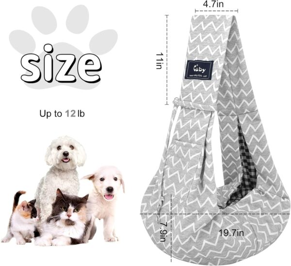 CUBY Puppy Dog Carrier, Pet Dog Sling Carrier for Small Medium Dogs Hands-free Sling Cat Carrier Comfortable Widen Shoulder Strap Double-sided Pouch Shoulder - Image 3