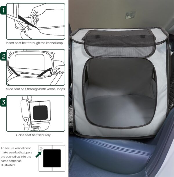 Love's cabin 36in Portable Upgrade Large Dog Bed - Pop Up Dog Kennel, Indoor Outdoor Crate for Pets, Portable Car Seat Kennel, Cat Bed Collection, Grey - Image 4