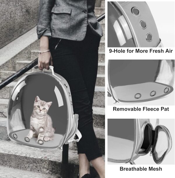 LONENESSL Cat Carrier Backpack, Pet Carrier Backpack Front Pack for Small Medium Cat Puppy Dog Carrier Backpack Bag Space Capsule, Pet Carrier for Travel, Hiking and Outdoor Use(Gray) - Image 7