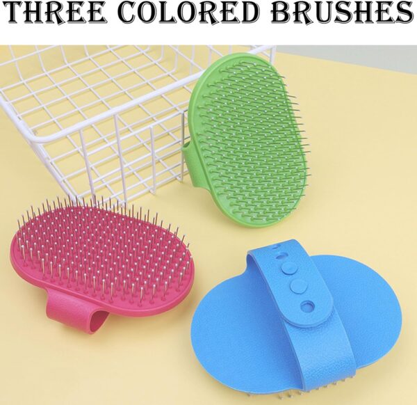 3 PCS Dog Bath Brush, Cat Hair Brush, Dog Shampoo Brush, Rubber Shower Brush with Adjustable Strap, Rubber Shower Brush with Adjustable Strap - Image 5