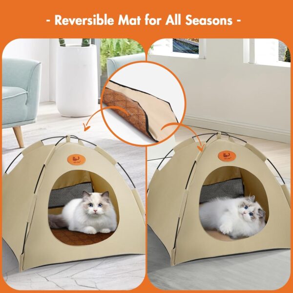 Pets Teepee, Dogs Tent Dog Cat Kennels Cat Bed House Pet Tent for Outside Dog House Outdoor Outside Cat House Indoor Pet Play Houses Dog Shelter with Removable Washable Cushion - Image 3