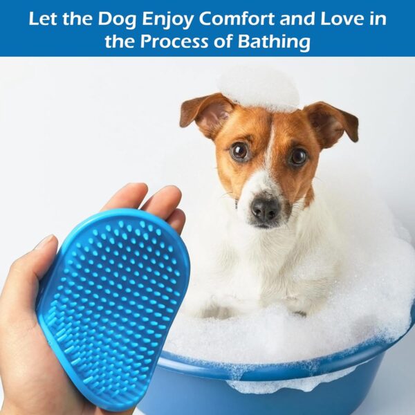 Dog Bath Brush, Pet Grooming Brush - 2 Pcs Pet Bath Brush with Adjustable Ring Handle, Professional Dog and Cat Shedding Tool with Self-Gently Removes Knots and Tangles - Image 5