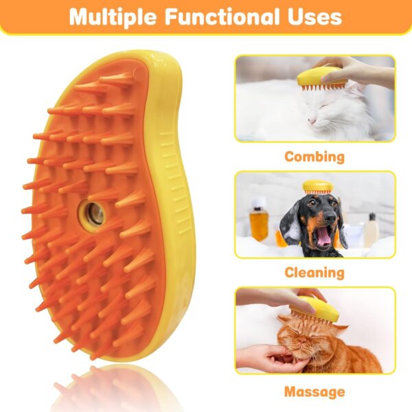 Steam Cat Brush, 3 in 1 Cat Steam Brush, Self Cleaning Steam Brush for Cats & Dogs, Pet Spray Massage Comb Grooming Brush for Removing Tangled and Loose Hair - Image 5