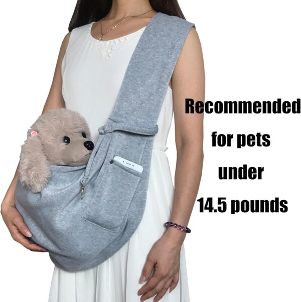 Dog Sling, Puppy Carrier, Puppy Sling, Dog Carry Bag, Puppy Sling Carrier Small Dog, Reversible Carrier and Hand-Free Pet Sling Carrier Walking Outdoor Travel, for Cats and Dogs (grey) - Image 4