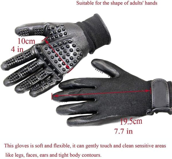 MYYINGELE Dog Pet Grooming Gloves for Dogs Cats Horses Rabbits, 2 in 1 Long & Short Hair Remover Mitt Brush and Gentle Massage Tool - 1 Pair Black for Cat Dog - Image 5