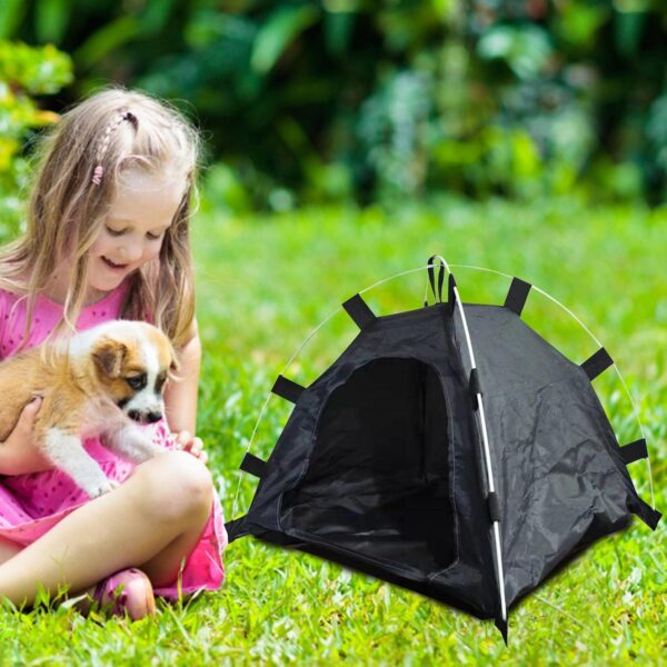 N/A/A Pet Teepee Tent Outdoor,Portable Folding Dog Pet House Bed | Pet Teepee, Waterproof Cat Indoor Outdoor Teepee, Cat Bed for Mini Bed, Black - Image 3