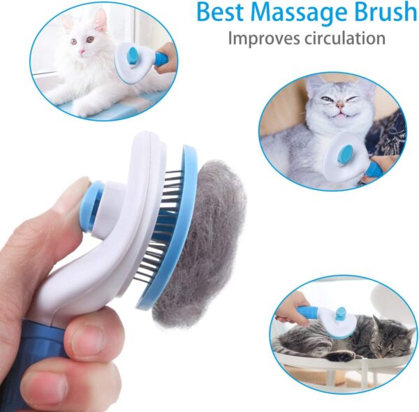 Cat Brush, Self-Cleaning Dog Brush & Cat Brush Short to Long Hair Suitable Small - Large Animals Quick Cleaning Cats Comb Blue - Image 5