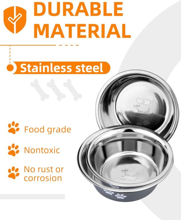 2 Pack Dog Bowls (860ML), Stainless Steel Dog Bowls with Nonslip Silicone Bottom, Pet Feeding Bowls for Cat, Pups-Food and Water Bowls for Small Medium Dogs - Image 3