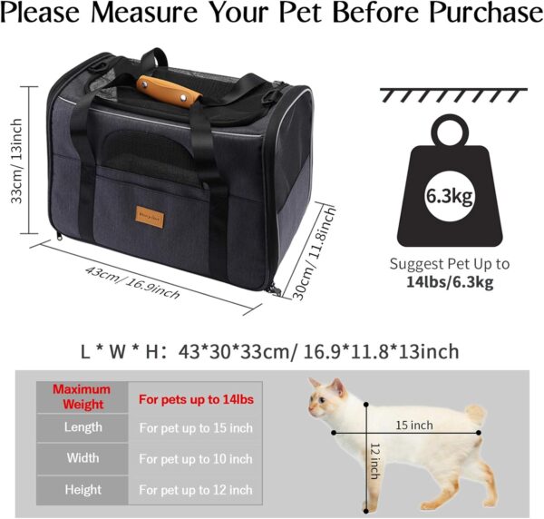 Morpilot Cat Carrier, Portable Pet Carrier Bag for Cats and Small Dogs, Foldable Soft Sided Cat Transport Carrier, Airline Approved Pet Travel Carrier with Shoulder Strap, Removable Mat and Pet Bowl - Image 5