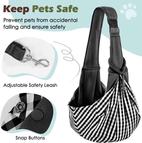 Pawaboo Dog Carrier Sling, Hand Free Dog Papoose Carriers with Adjustable Strap Buckle, Puppy Pouch Carrier Safety Leash for Puppies&Cats, Wider Shoulder Strap Pet Sling Carriers (Up to 12lbs, Black) - Image 4