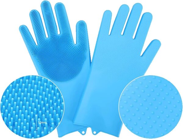 2pcs Dog Bath Gloves and Comb, Cleaning Gloves Multifunction, Dog Brushes for Grooming, Dog Washing Gloves, Dog Grooming Gloves, Washing Up Gloves Large, Bathing and Massaging Gloves for Dogs and Cats - Image 4