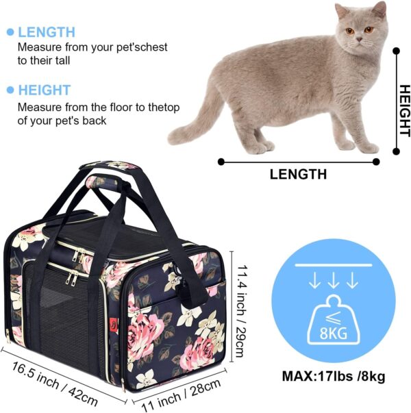 Pet Dog Cat Carrier Bag: Portable Travel Transport Bags for Puppy Dogs Cats Kittens Small Animals - Foldable Lightweight Soft Fabric Pet Travel Carriers with Shoulder Strap - up to 15lbs - Image 5