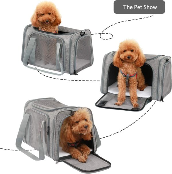 X-ZONE PET Airline Approved Pet Carriers,Soft Sided Collapsible Pet Travel Carrier for Medium Puppy and Cats (Medium, Grey) - Image 4