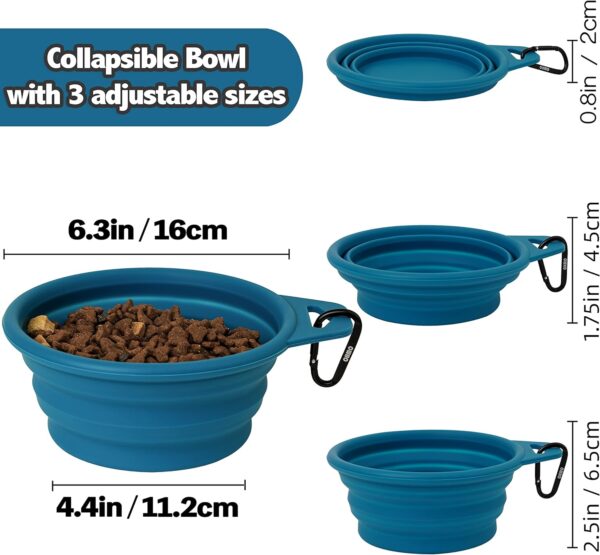 OHMO Collapsible Dog Bowl, Large 800ml, Portable Water Bowl with Carabiner for Medium to Large Pets, Sturdy Foldable Food Bowl Great for Indoor Outdoor Water Dog Travel (Peacock Blue) - Image 2