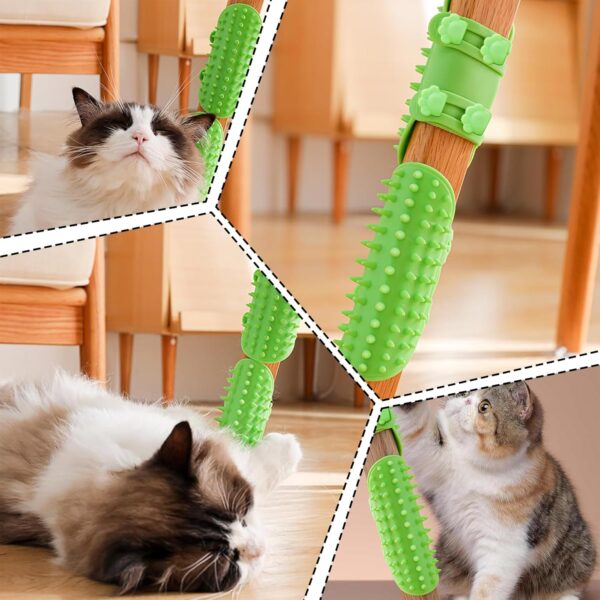 Cat Self Groomer, 2PCS Cat Brush, Silicone Soft 2-in-1 Self Cleaning Cat Corner Scratcher, Adjustable Corner Cat Scratcher Pet Tickling Artifact Suitable for Short and Long Haired Cats Dogs (Green) - Image 6