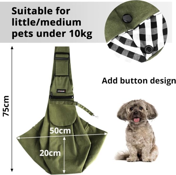 Lyneun Dog Carrier Pet Adjustable Shoulder Bag Transport Bag for Pets, Breathable Transport Bag for Cats and Dogs, Suitable for Walking Activities Outdoor (Military Green) - Image 4